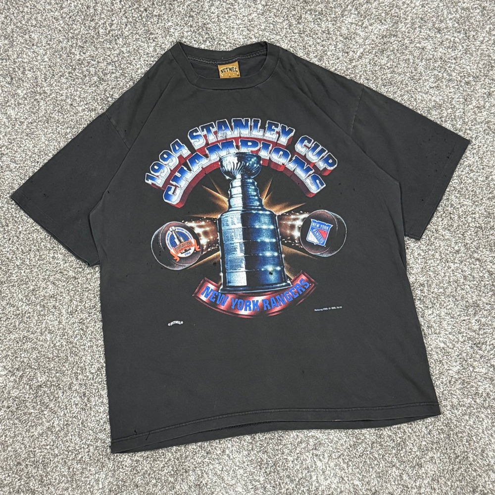 Vintage 1994 New York Rangers Stanley Cup Champions Nutmeg Mills T-Shirt Mens XL